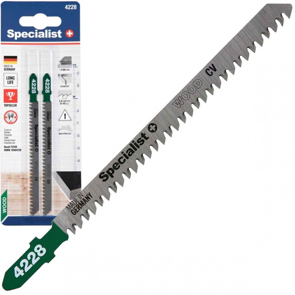 Siaurapjūklio pjūkleliai SPECIALIST+, 90/115 mm, T234X, 8-10 TPI, CRV, medienai iki 65 mm, 2 vnt.-0