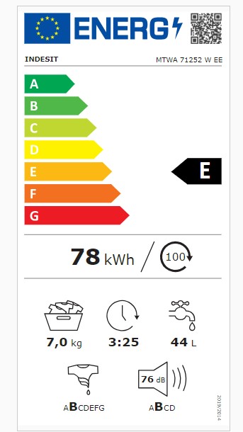 Skalbimo mašina Indesit MTWA 71252 W EE, 7 kg - 7