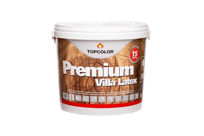 Medinių fasadų dažai TOPCOLOR PREMIUM VILLA LATEX, pusiau matiniai, antracito sp., 5 l-0