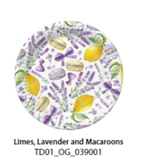Vienkartinės lėkštės ILAJA LAVENDER CITRUS, 18 cm, 8 vnt-0