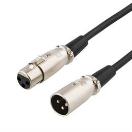 Kabelis DELTACO XLR audio, 3-pin male - 3-pin female, 26 AWG, 2m, juodas / XLR-1020-K / 00160002 - 2