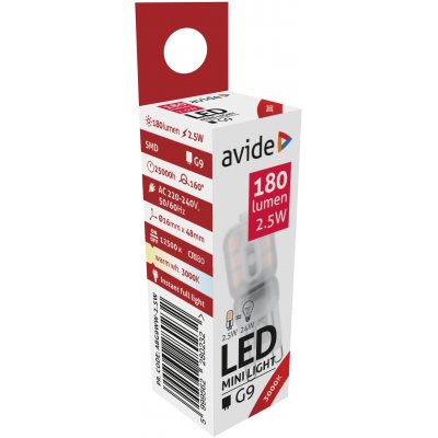 LED lemputė AVIDE, G9, 2,5W (=24W), 3000K, 220-240V, 180 lm, 160°
