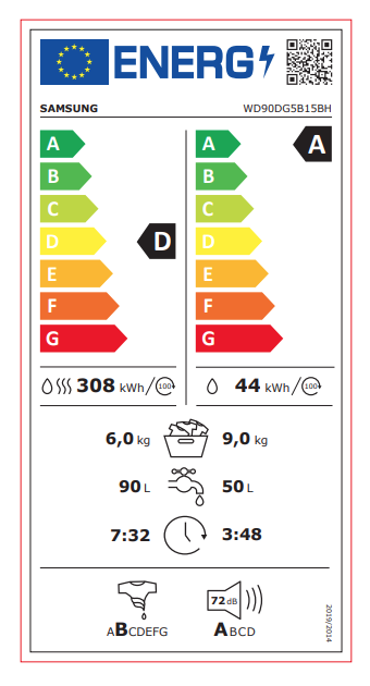 Skalbimo mašina - džiovyklė Samsung WD90DG5B15BHLE, 9 kg - 4