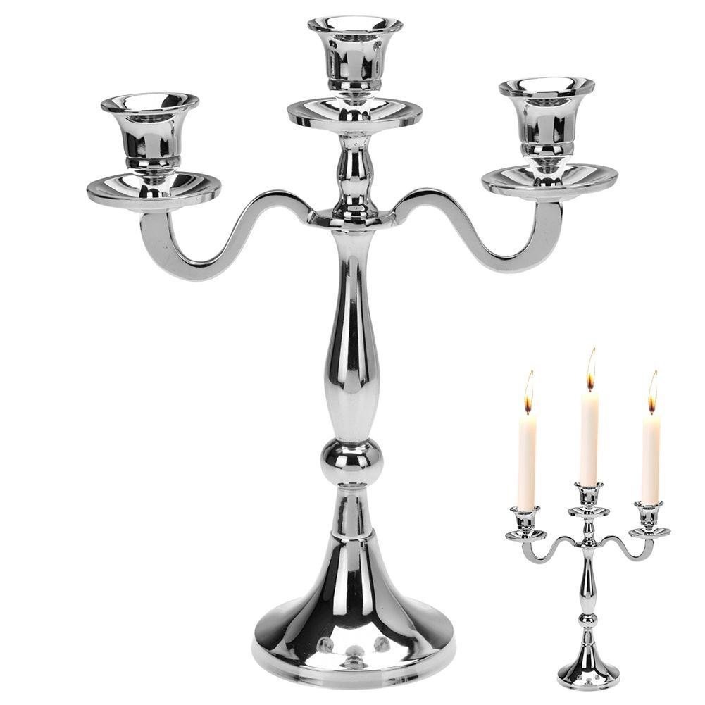 Metalinė žvakidė, sidabro sp., 3 žvakėms, 29 cm - 4