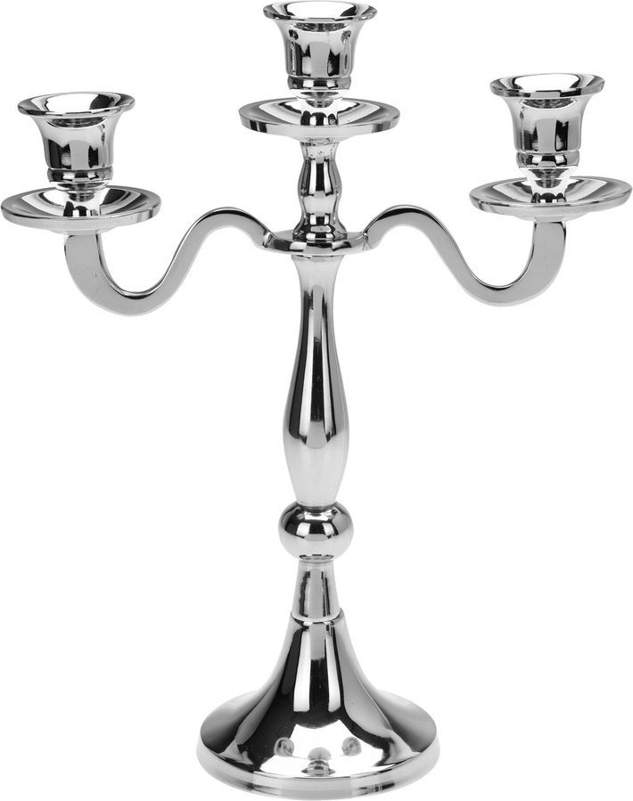 Metalinė žvakidė, sidabro sp., 3 žvakėms, 29 cm - 2