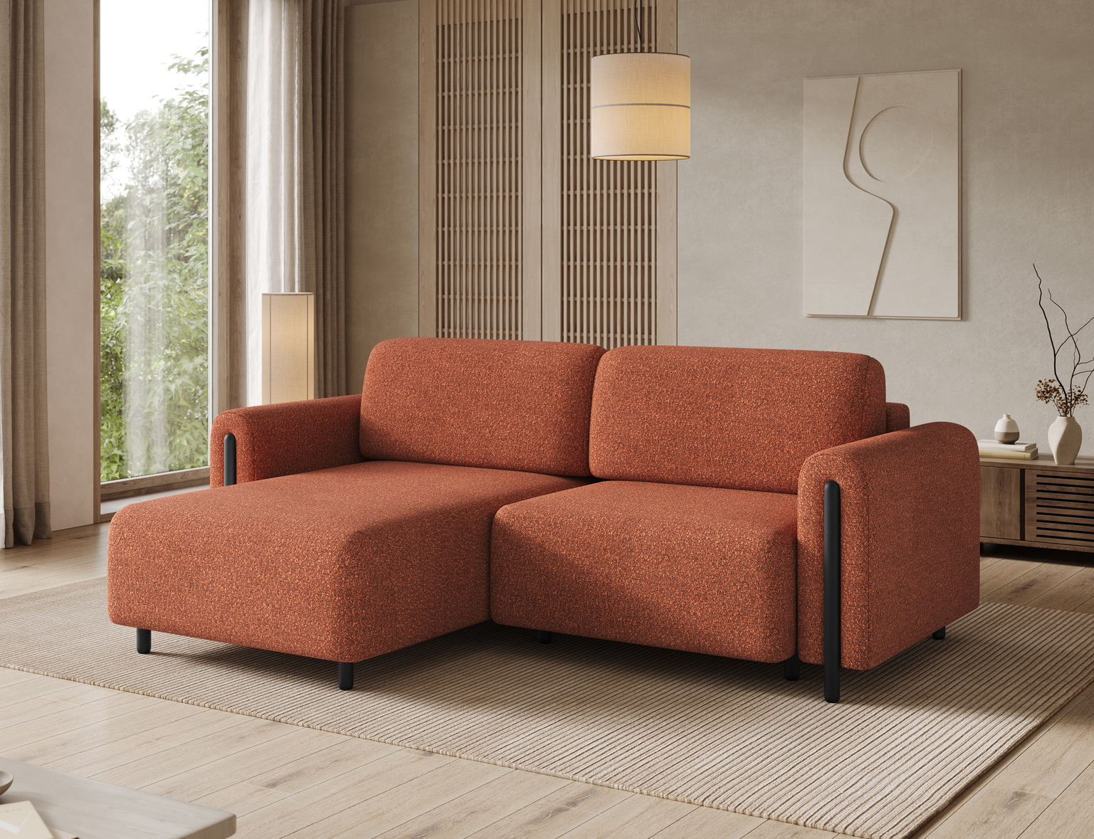Kampinė sofa Acossta, raudona sp., kairinė, 154 x 244 cm x 95 cm - 4