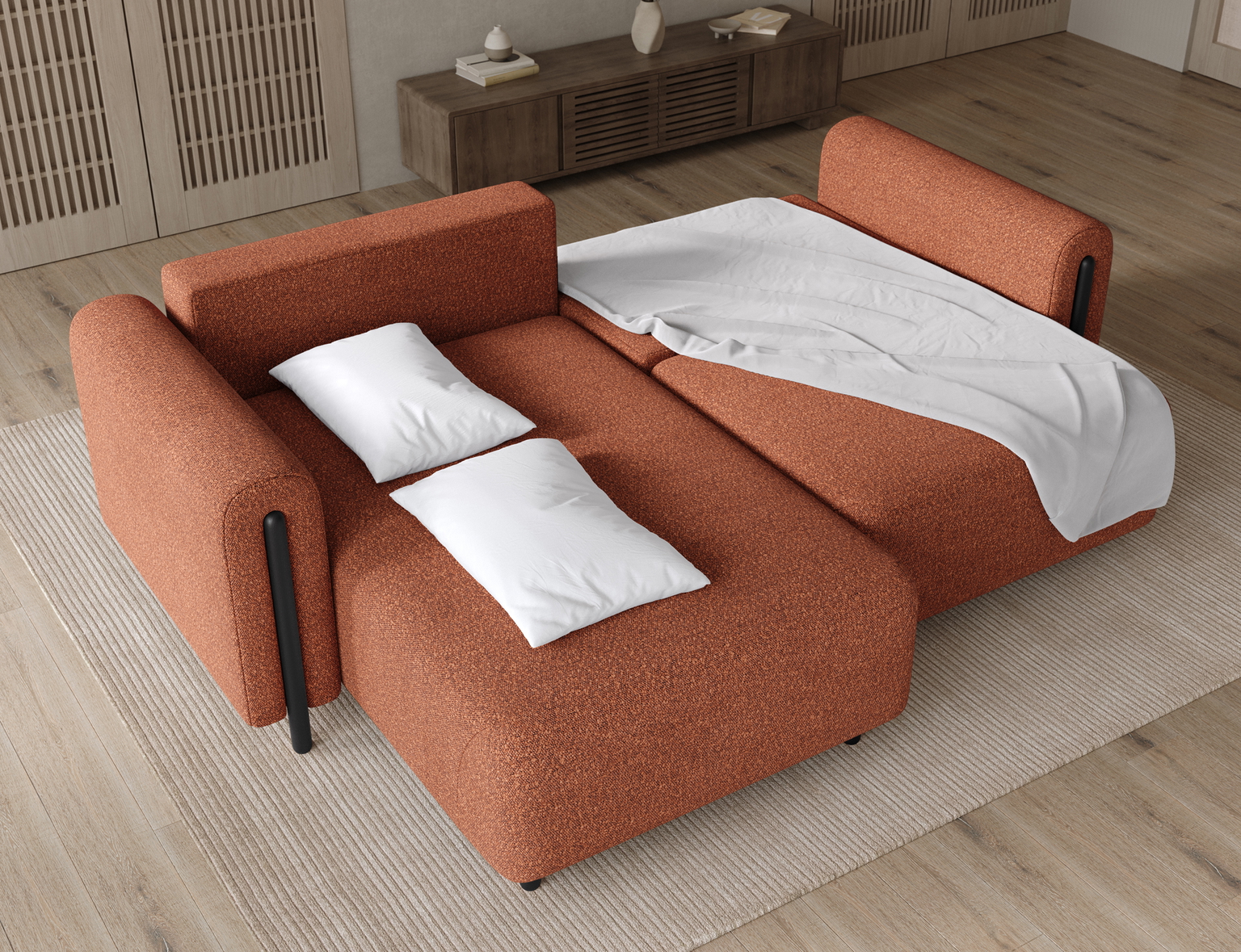Kampinė sofa Acossta, raudona sp., kairinė, 154 x 244 cm x 95 cm - 6