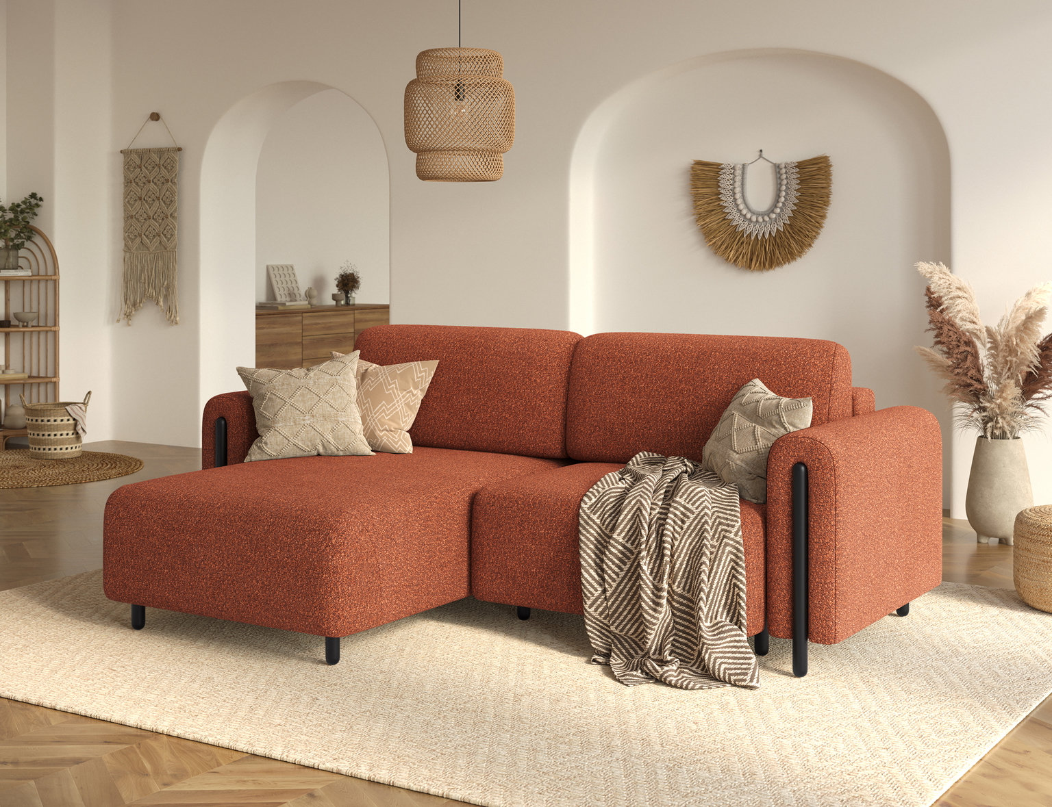 Kampinė sofa Acossta, raudona sp., kairinė, 154 x 244 cm x 95 cm - 5
