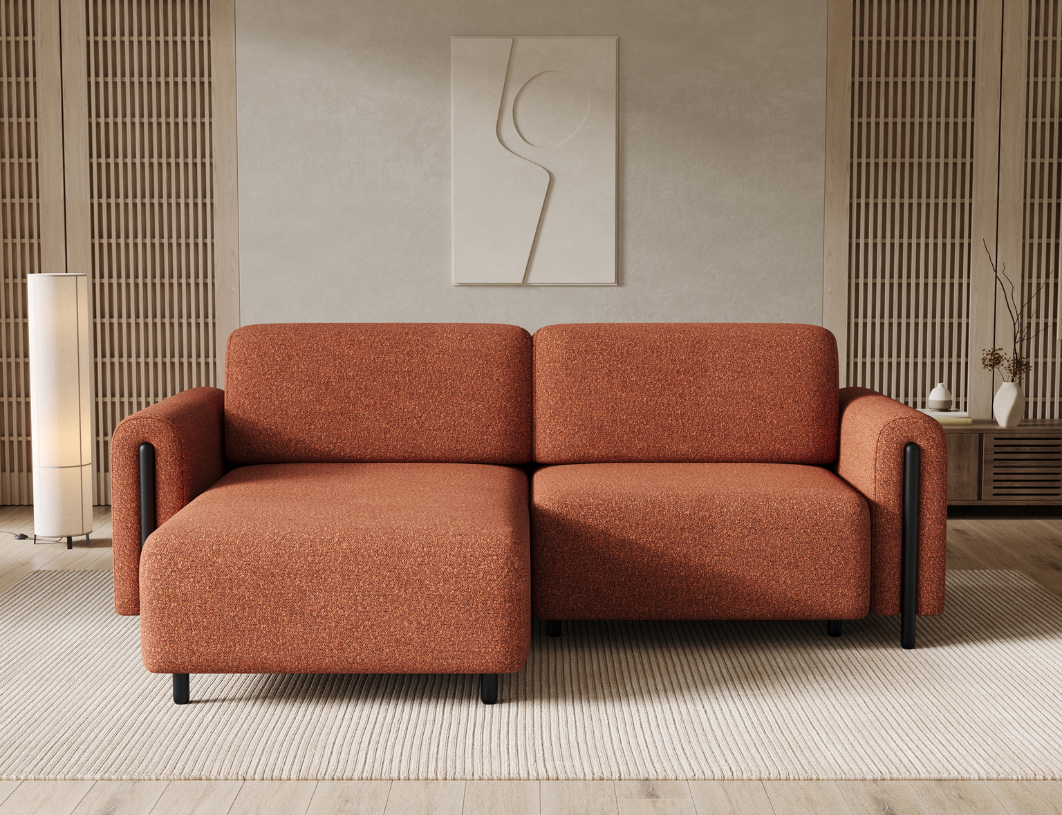 Kampinė sofa Acossta, raudona sp., kairinė, 154 x 244 cm x 95 cm-1