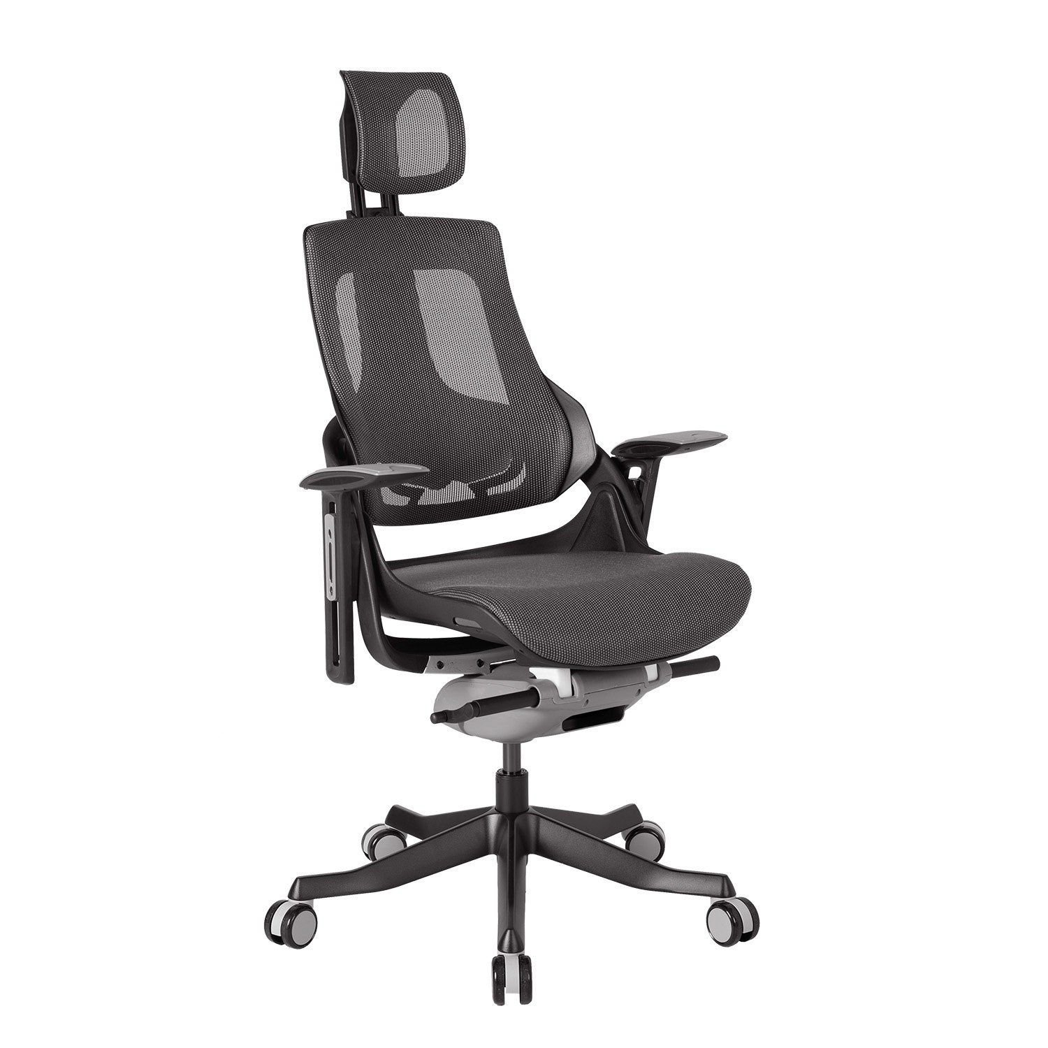 Biuro kėdė  WAU su galvos atrama, 65x49x112-129 cm, pilka
