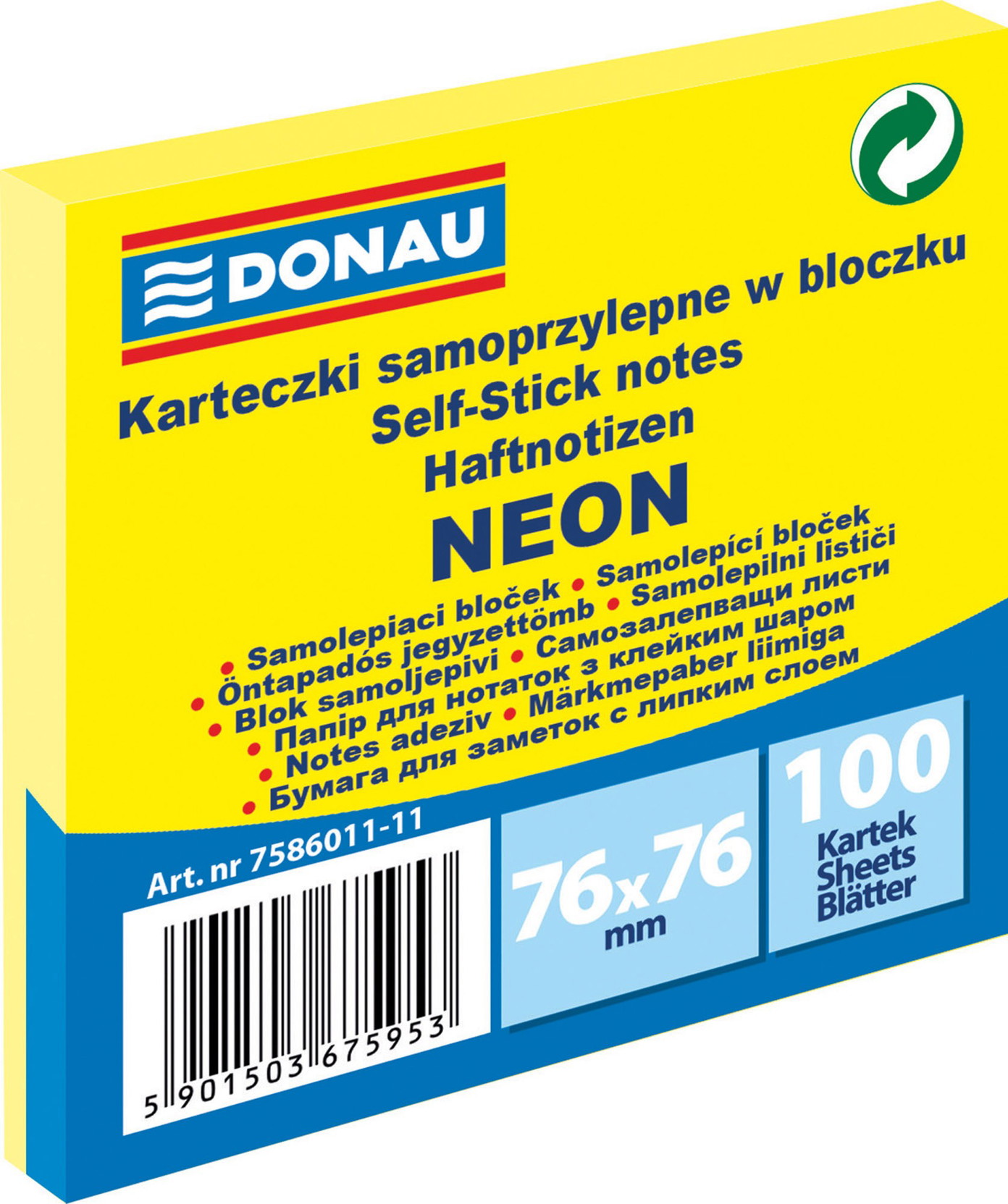 Lipnūs lapeliai neon geltoni 76x76 mm, 100 vnt-0