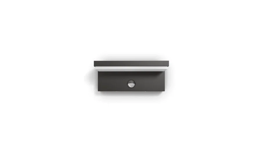 Sieninis LED lauko šviestuvas PHILIPS BUSTAN IP44 9W 2700K 1000lm jud daviklis antracitas-0