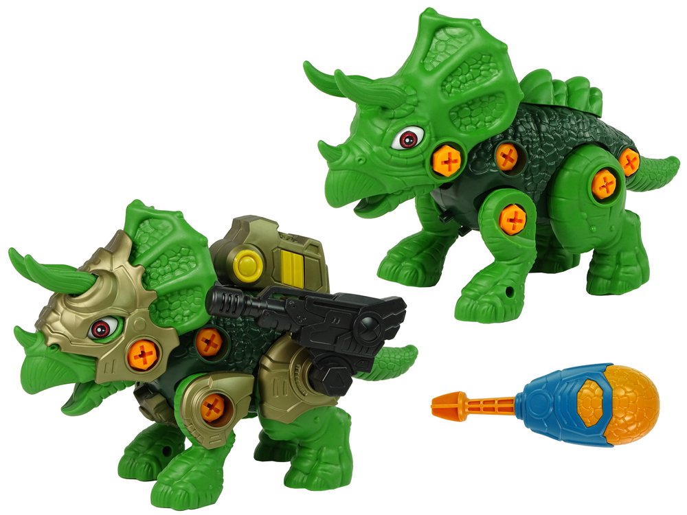 Išardomas dinozauras Triceratopsas su garso ir šviesos efektais, žalias - 5
