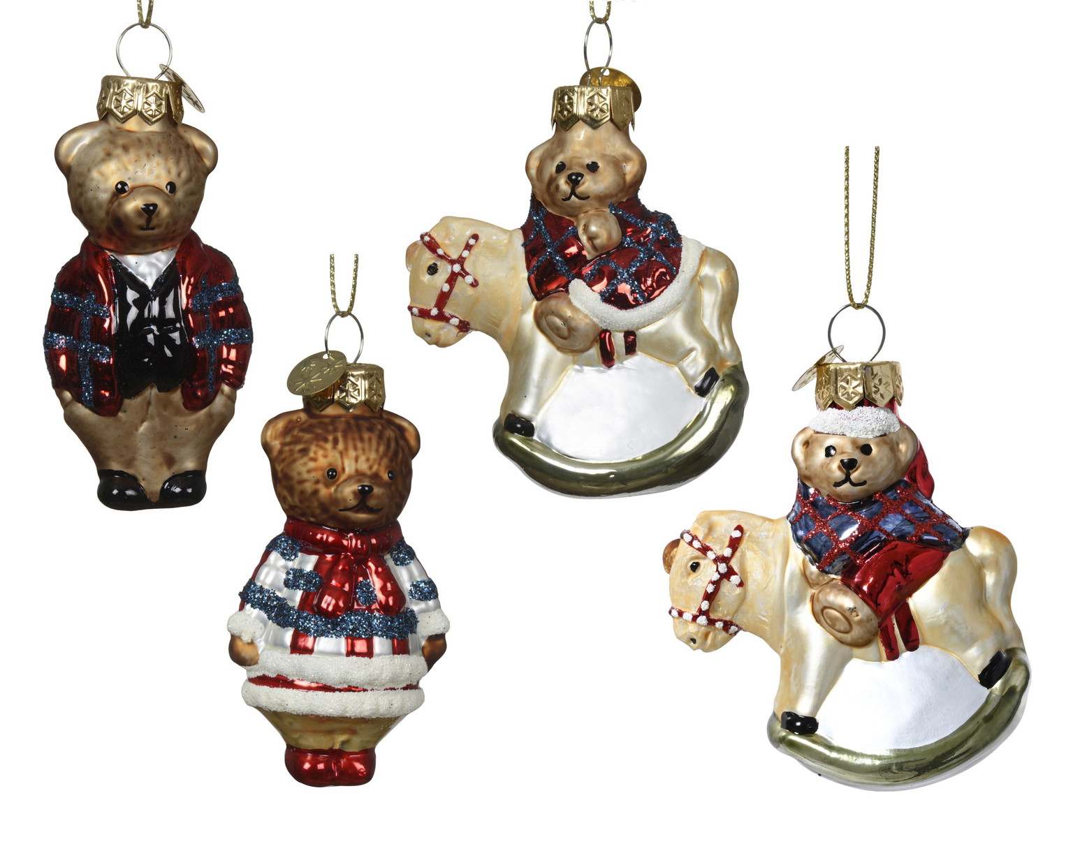 Stiklinis kalėdinis eglės žaisliukas BEAR, 4 rūšių, 3,5 x 4,5 x 7,5 cm, 1 vnt-0