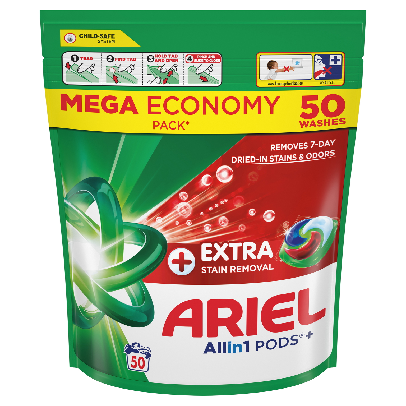 Skalbimo kapsulės ARIEL Extra Stain Removal, 50 vnt.