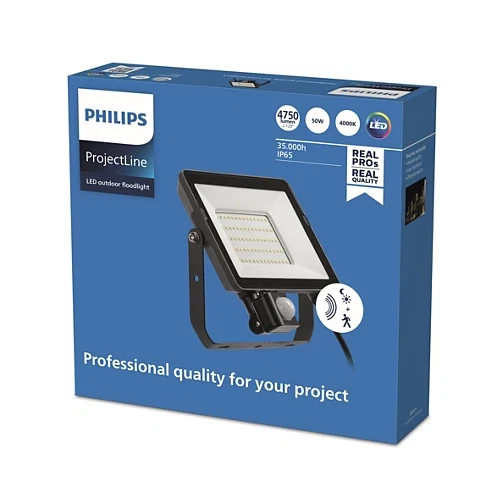 LED prožektorius PHILIPS,IP65, 50W, 4000K, 4750lm, su judesio davikliu, juodos sp., 22,3x5,7x21 cm - 4