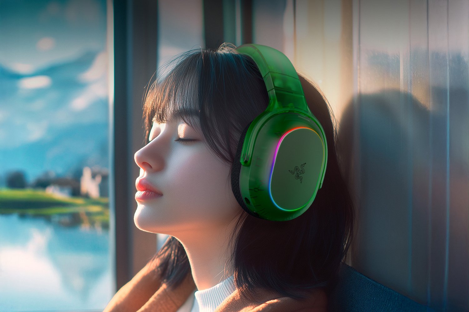 Belaidės ausinės Razer Barracuda X Chroma, žalios sp.-1