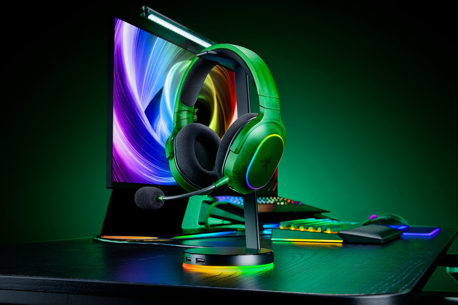 Belaidės ausinės Razer Barracuda X Chroma, žalios sp. - 5