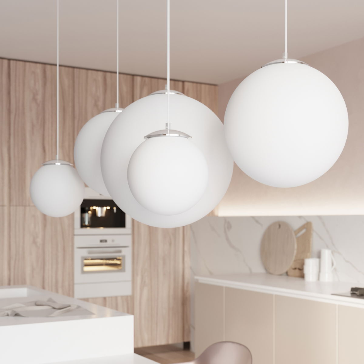 Pakabinamas šviestuvas SOLLUX UGO 40 balta/chromo, 60 W - 8
