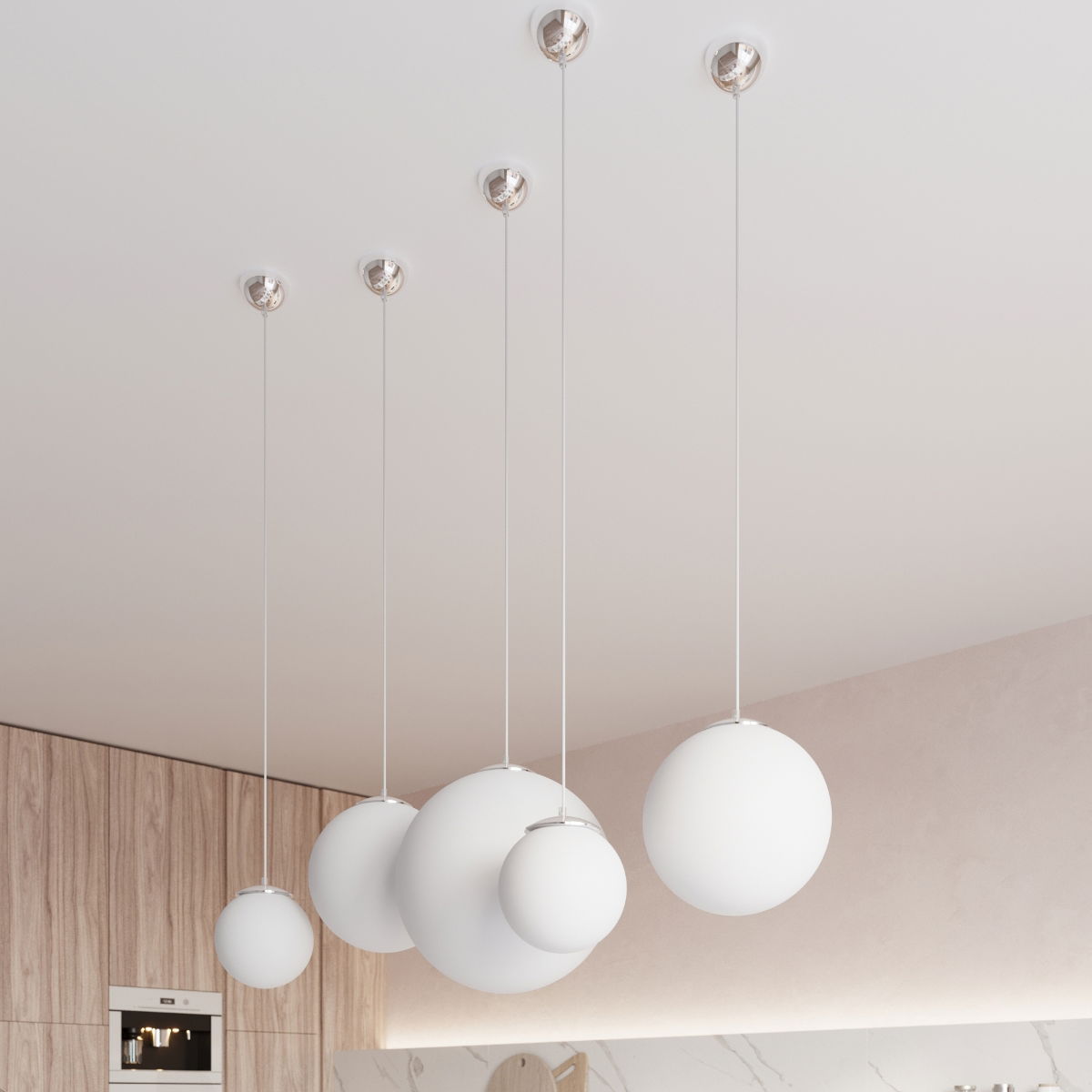 Pakabinamas šviestuvas SOLLUX UGO 40 balta/chromo, 60 W - 6