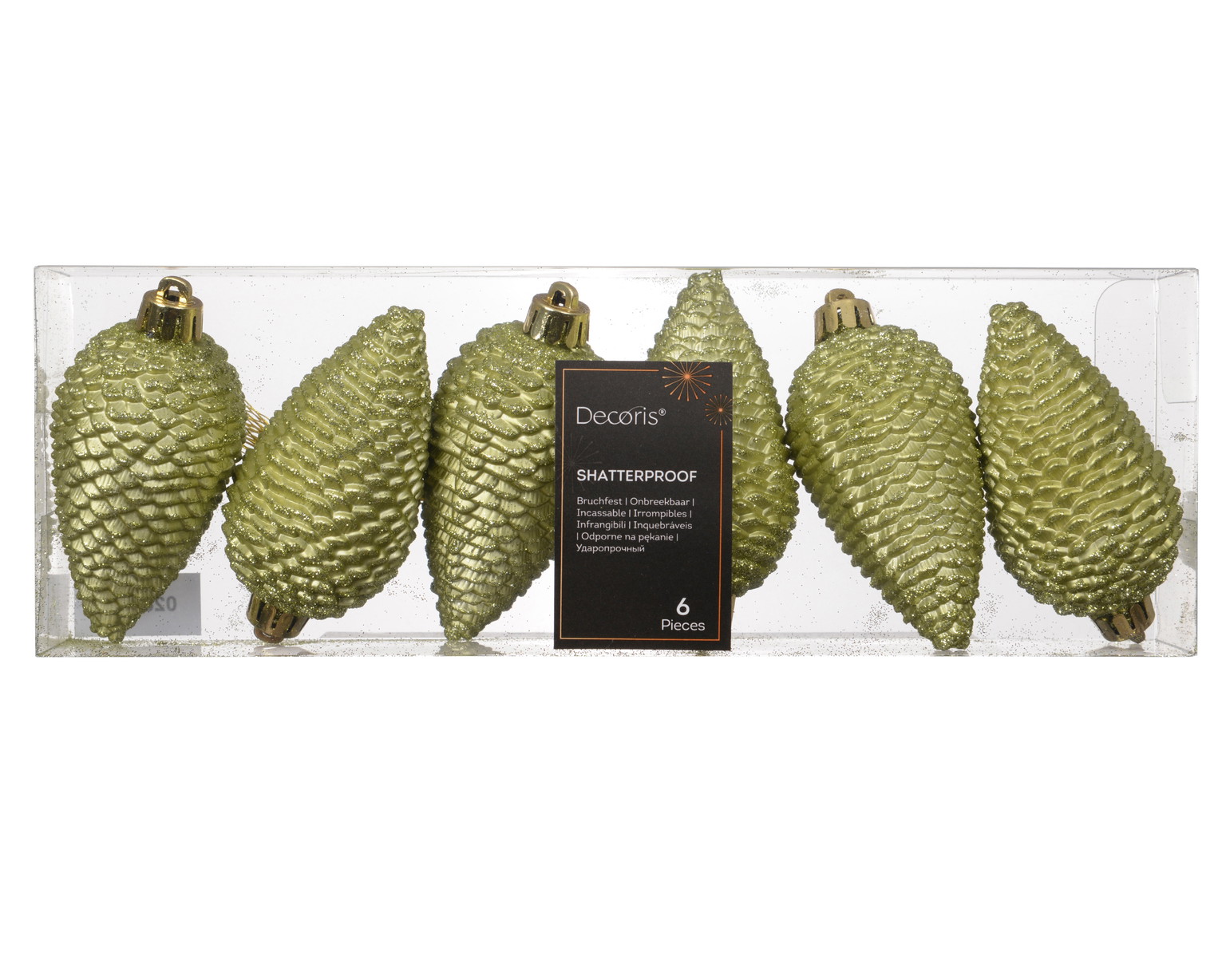Kalėdinių eglės žaisliukų rinkinys PINECONE, pistacijų sp., 4,5 x 8 cm, 6 vnt-1