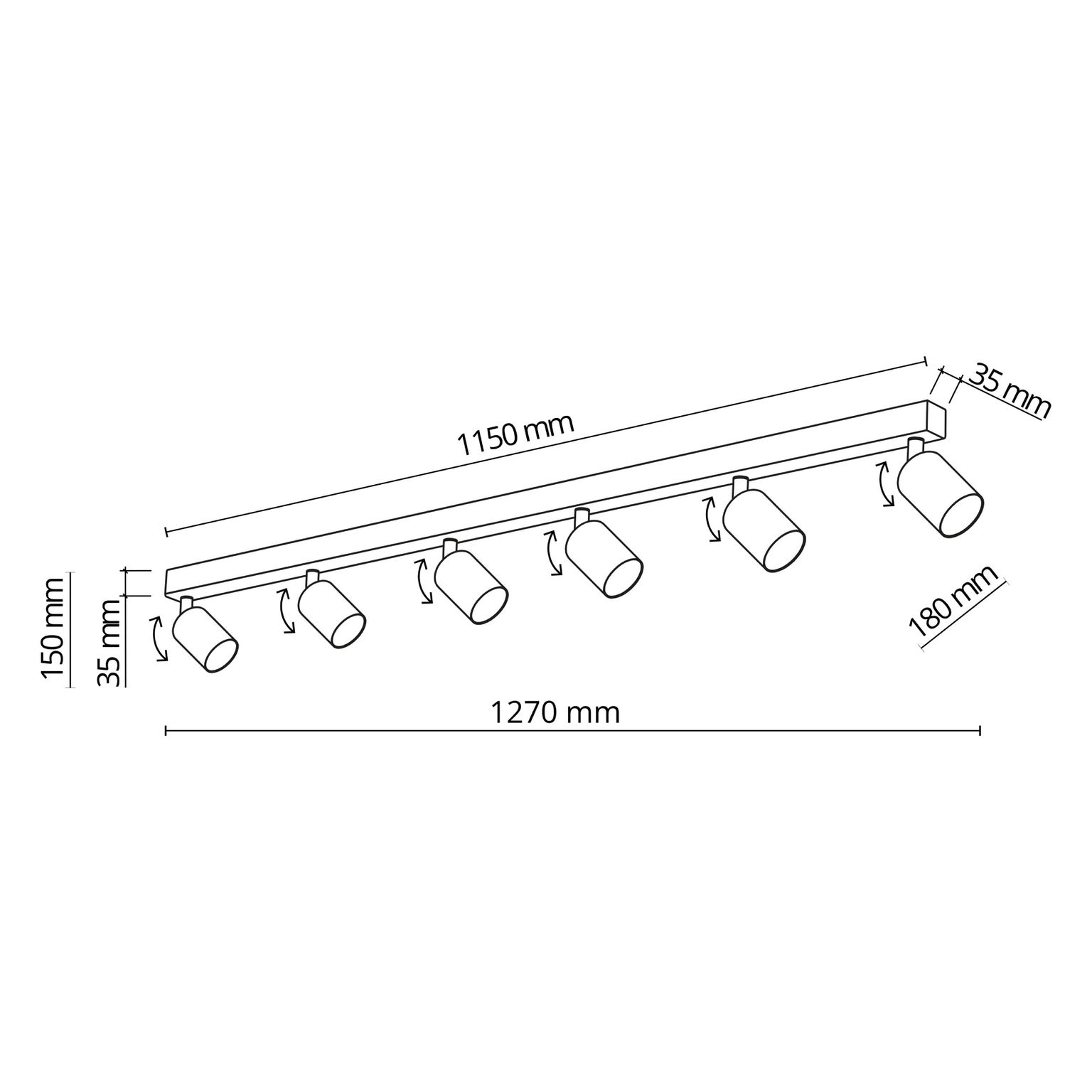Kryptinis šviestuvas TK LIGHTING TOP BROWN 6, 6 x GU10 max 10W-1