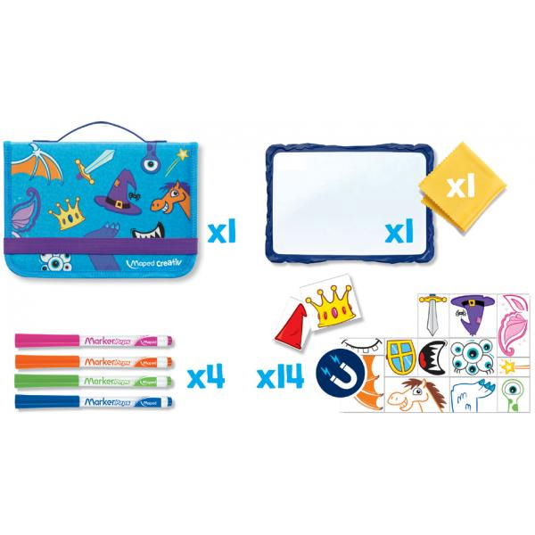 Piešimo rinkinys su magnetine lenta MAPED Creativ Travel Board Knights and Princesses-1