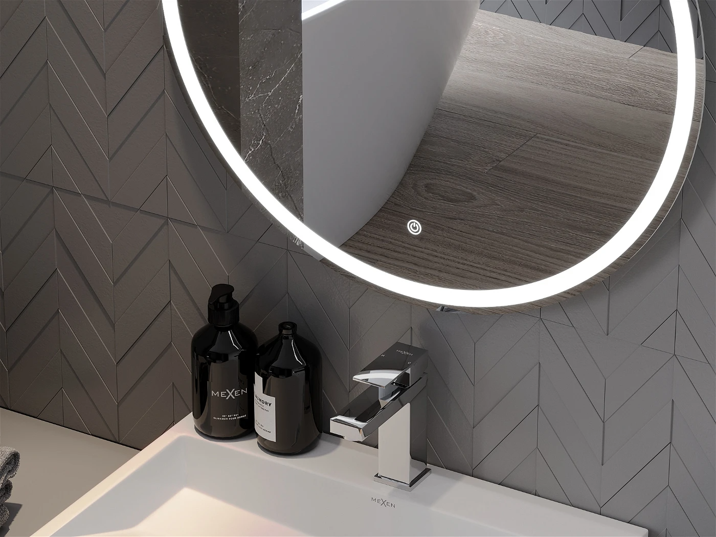 Vonios veidrodis Mexen Gobi su LED apšvietimu ir šildymo kilimėliu, 80 cm - 5