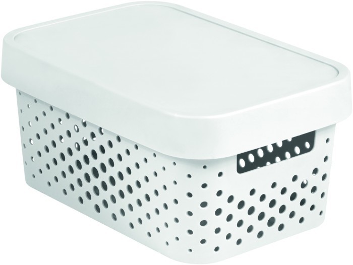 Daiktų saugojimo dėžė su dangčiu CURVER INFINITY DOTS, baltos spalvos, h12 x 27 x 19 cm, 4,5 L-0