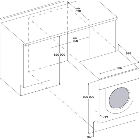 Įmontuojama skalbimo mašina - džiovyklė Whirlpool BI WDWG 751482 EU, 7 kg - 2