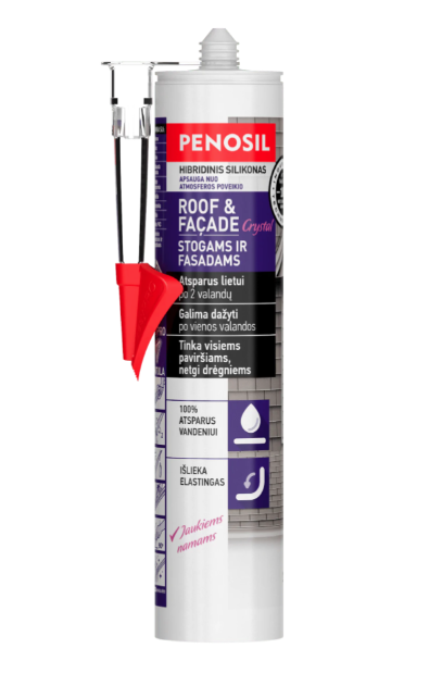 Stogų ir fasadų elastingas hermetikas PENOSIL ROOF & FACADE Crystal, bespalvis, 290 ml-0