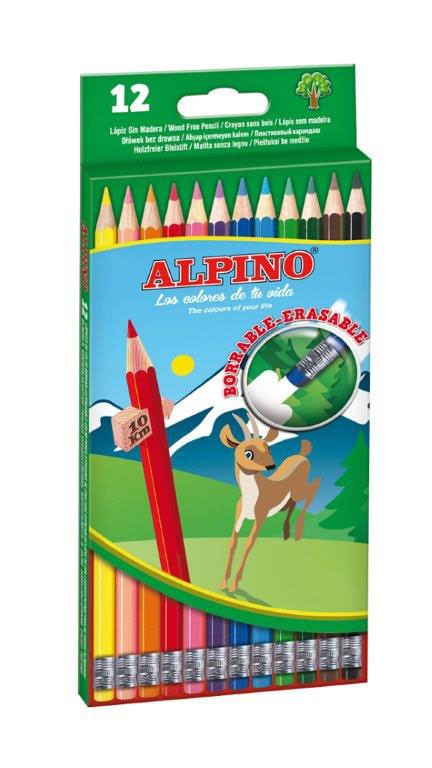 Spalvoti pieštukai ALPINO Erasable, 12 spalvų-0