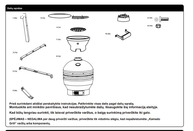 Keraminė kepsninė Kamado Classic Series 16", 40 cm, juodos sp. - 3