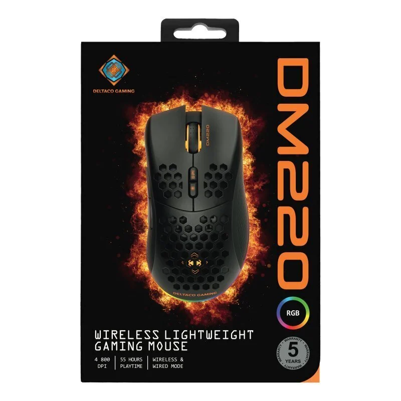 Žaidimų pelė DELTACO GAMING, 400-6400 DPI, RGB, USB, juodos sp. - 4
