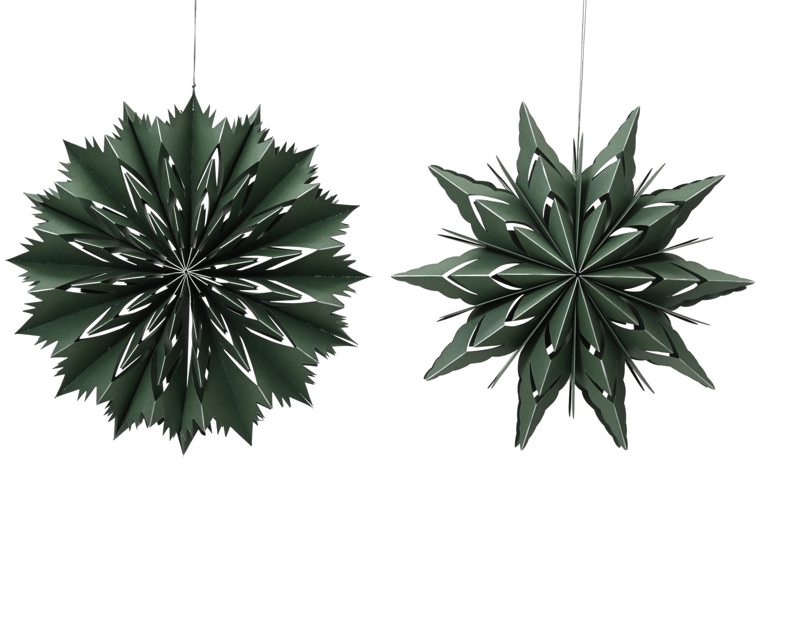 Pakabinama kalėdinė dekoracija PAPER STAR, rozmarinų žalios sp.,2 rūšys, 9,2 x 40 cm,1 vnt-0