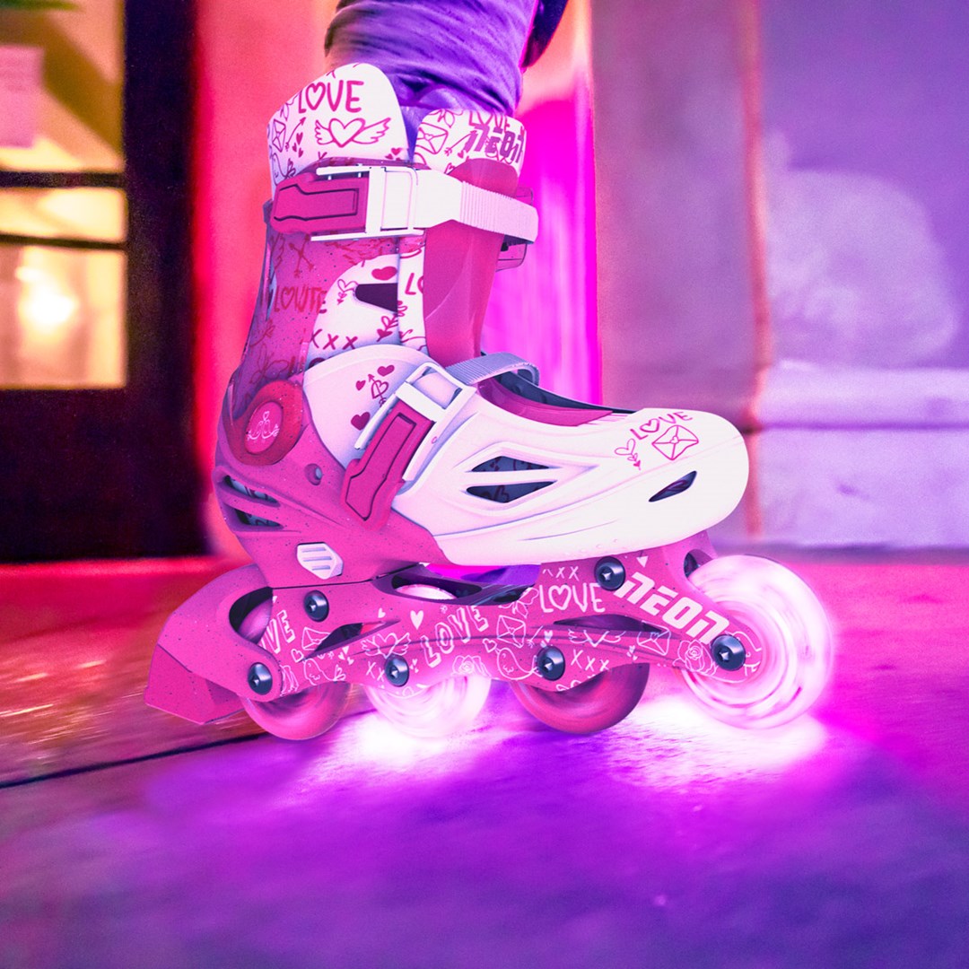 Riedučiai YVolution Neon Combo, balti/rožiniai, 30-33 - 4