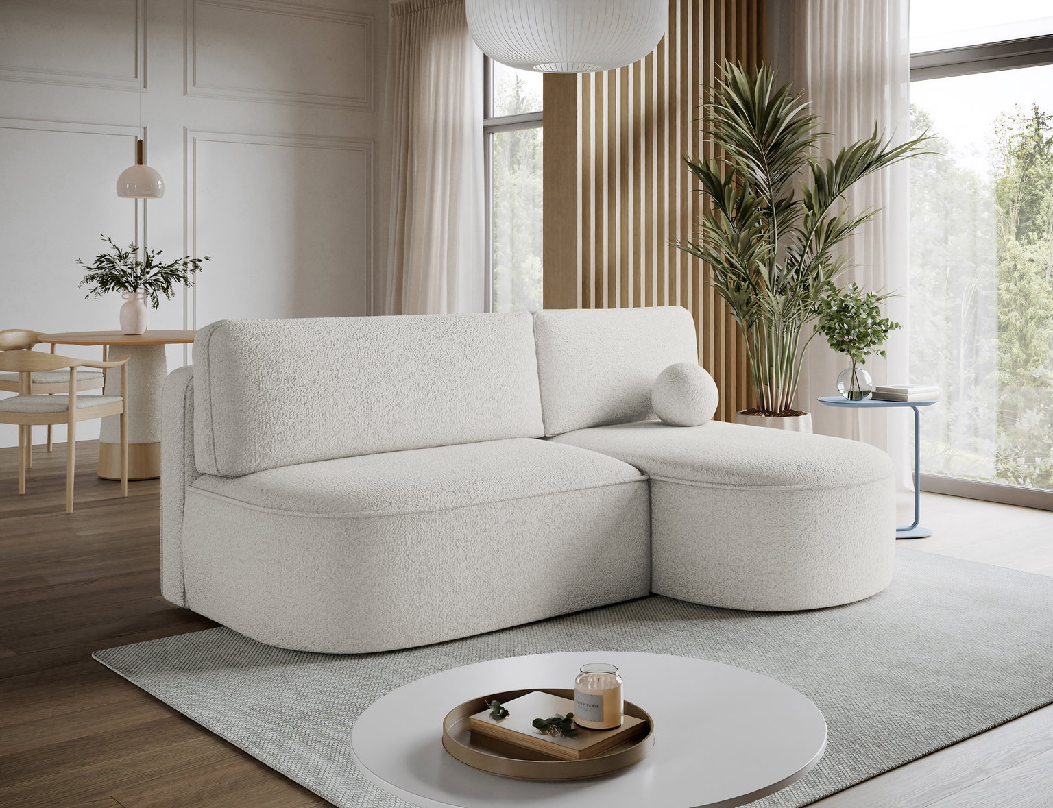 Kampinė sofa - lova Livosa Royal 01, balta sp., dešininė, 144 x 220 cm x 93 cm - 4