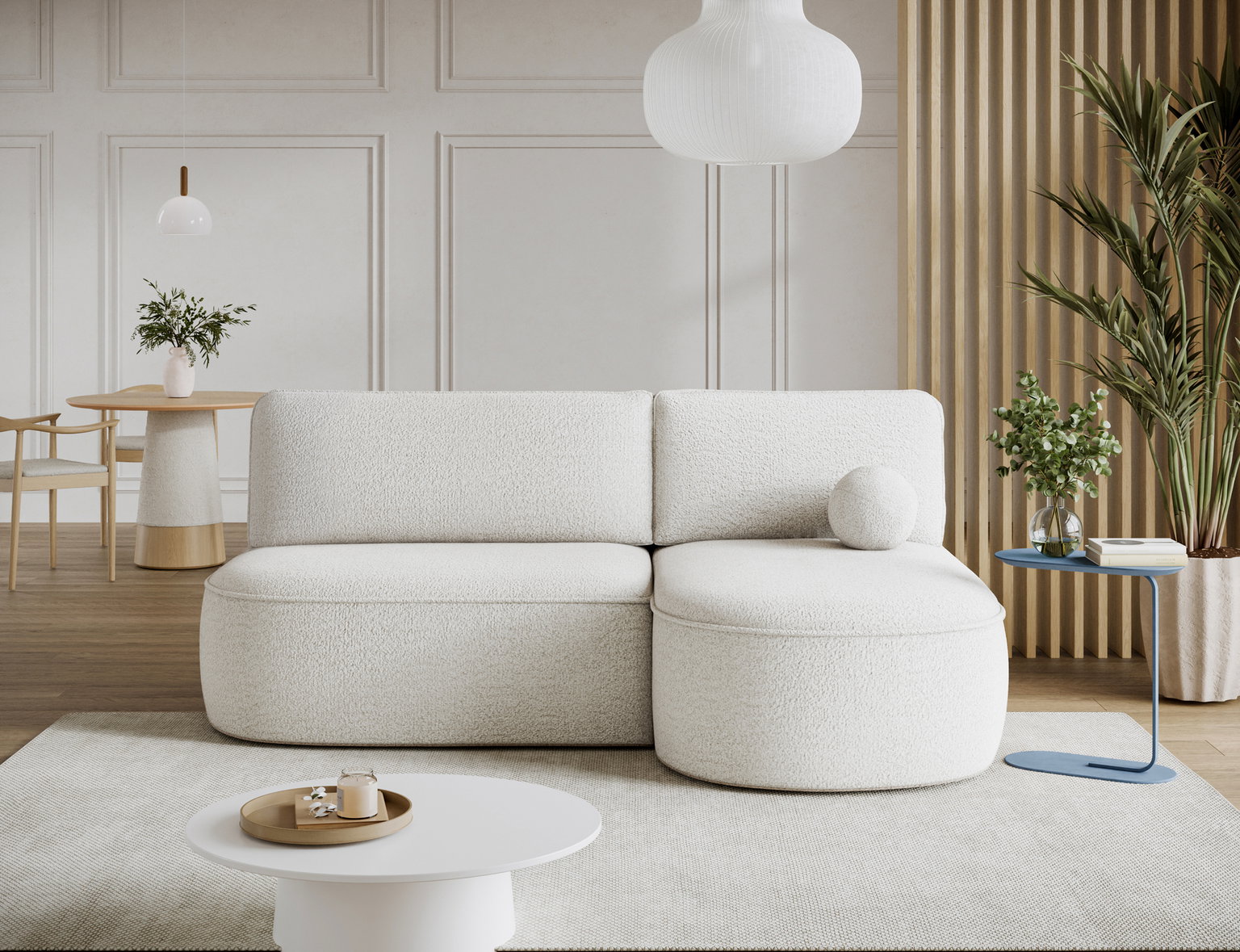 Kampinė sofa - lova Livosa Royal 01, balta sp., dešininė, 144 x 220 cm x 93 cm-1