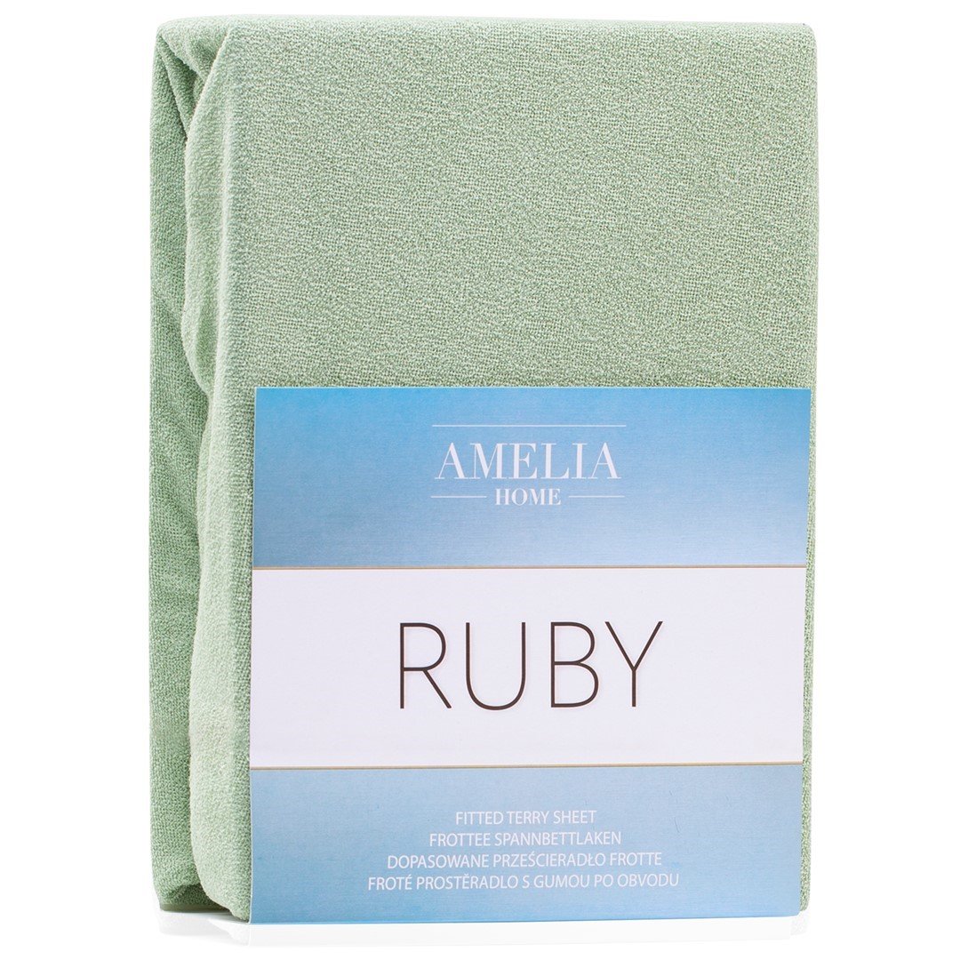 Frotinė paklodė su guma Ameliahome RUBY Olive green, 120x200 cm