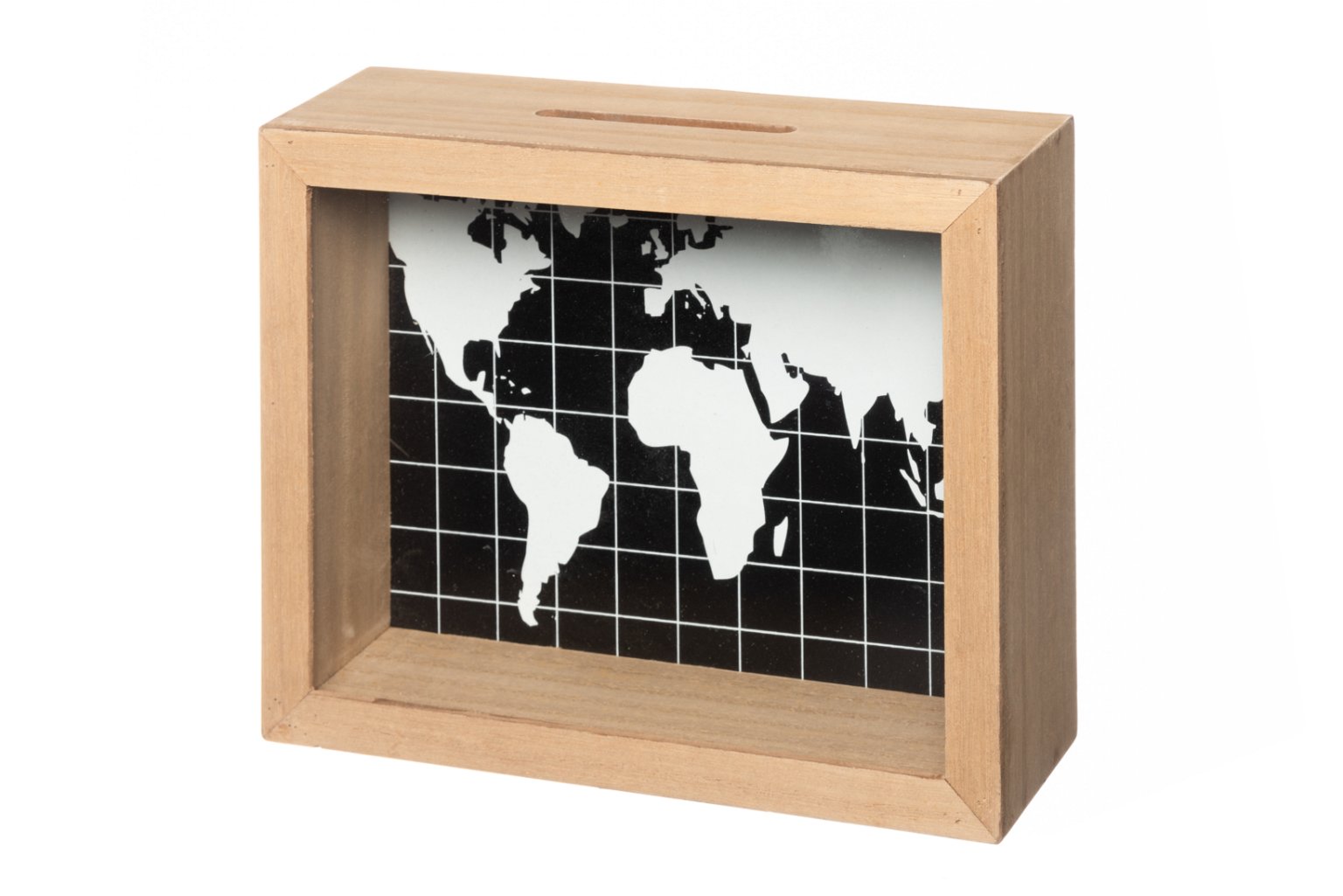Dekoratyvinė medinė taupyklė WORLD, 18 x 23 cm - 2