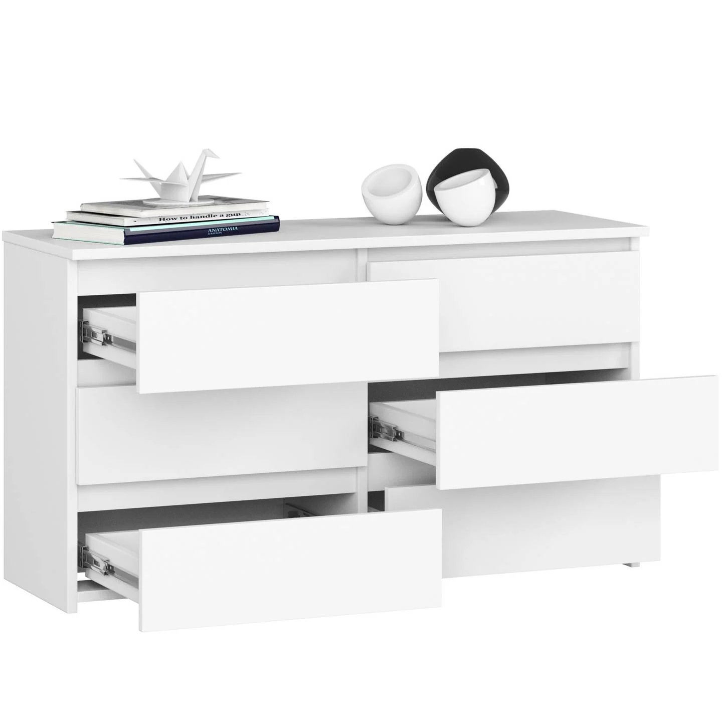 Komoda CL100 6SZ, balta sp., 57 cm x 35 cm x 100 cm-1
