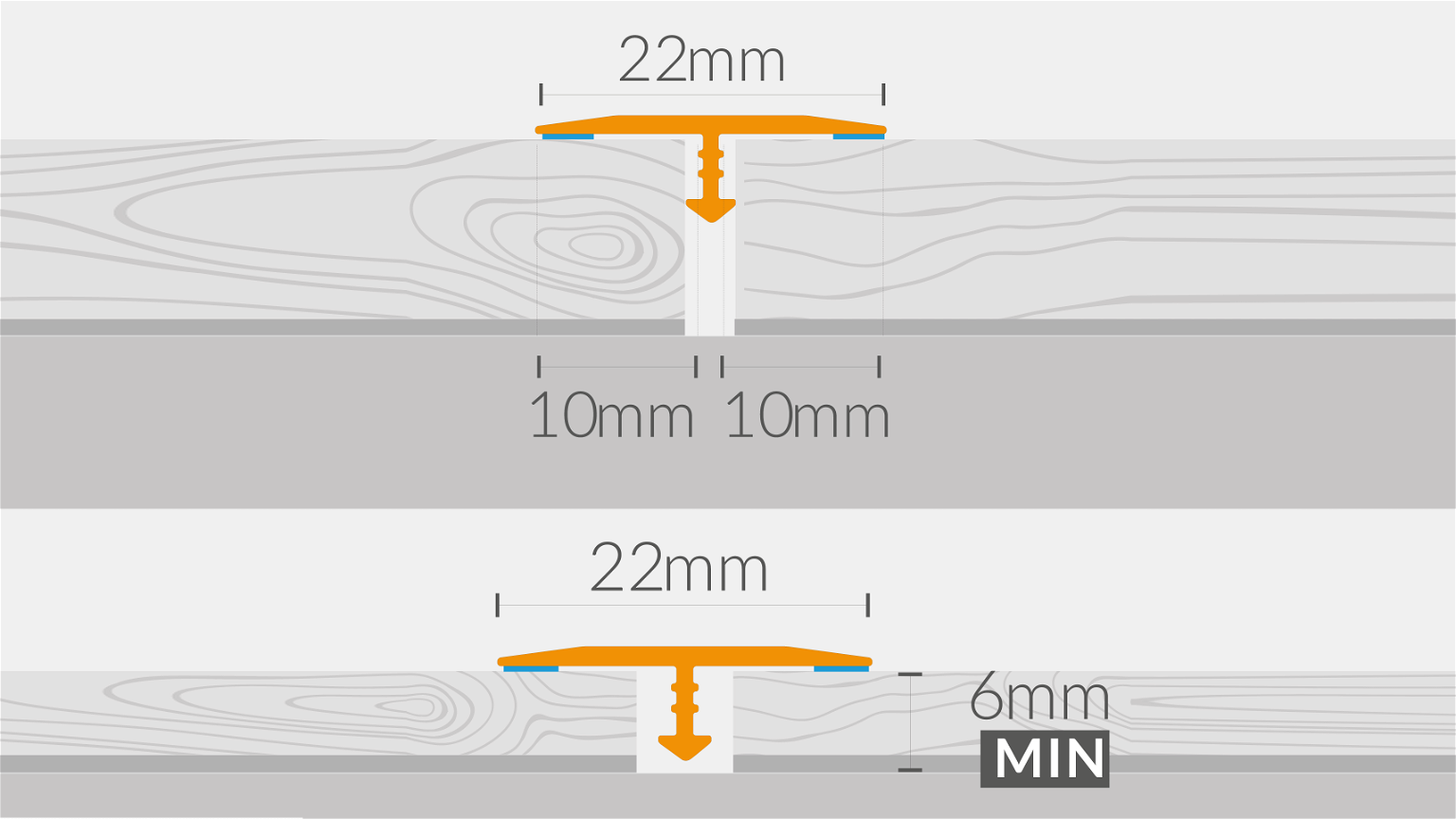 Universali aliumininė grindų juostelė CS22 CS25, SNOW ąžuolo spl., 22 mm pločio, 186 cm ilgio - 2