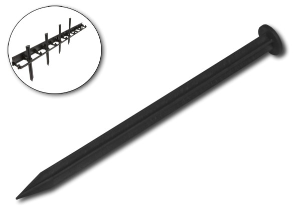 Plastikinės vejos bortelio vinys, juodos sp., 27 x 5 cm, 50 VNT-0