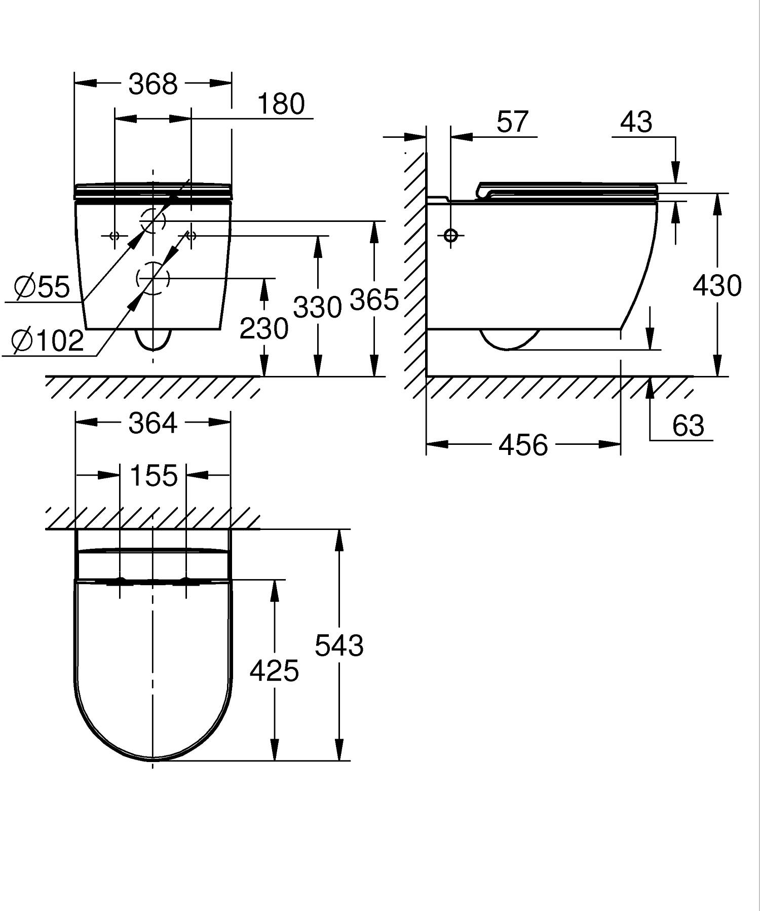 Unitazo kompl. GROHE Solido 5in1:pot. rėmas, unitaz. START ROUND, l.nusileidž.dang., mygt. - 3