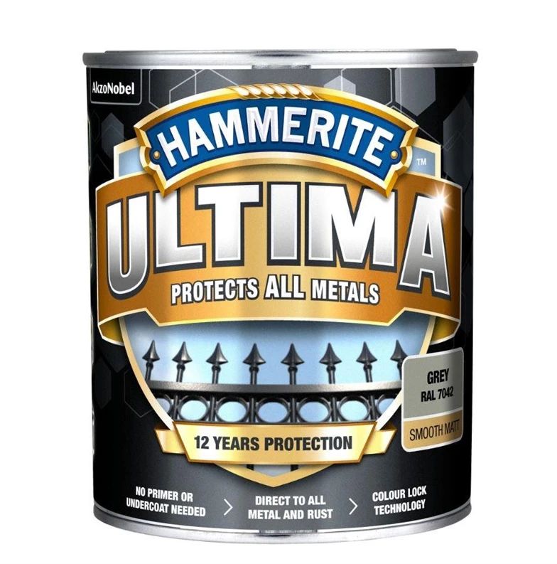 Metalo dažai HAMMERITE ULTIMA MATT, antikoroziniai, matiniai, pilkos sp., 2,2L-0