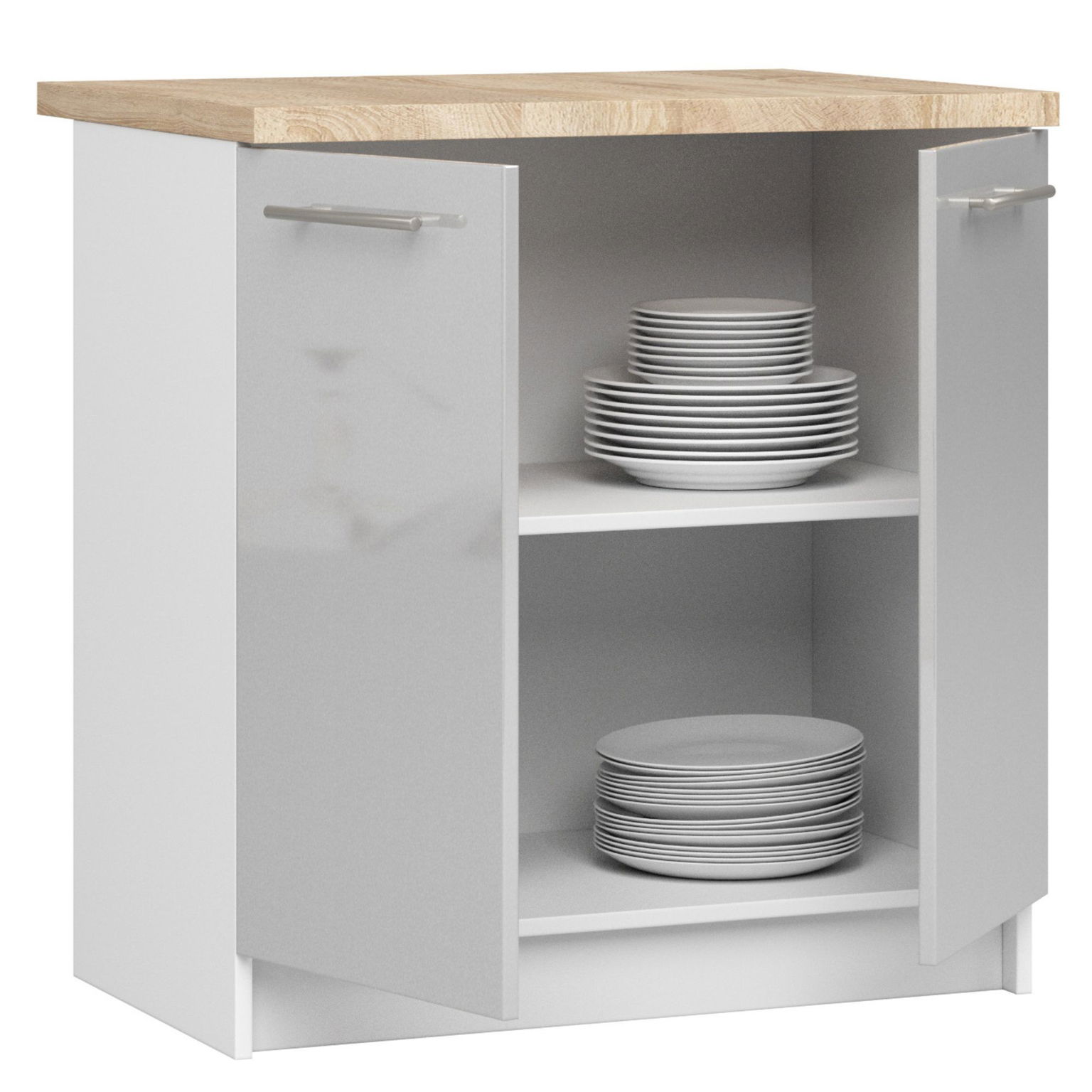 Virtuvės spintelė OLIVIA S 80 cm, balta/pilka - 2