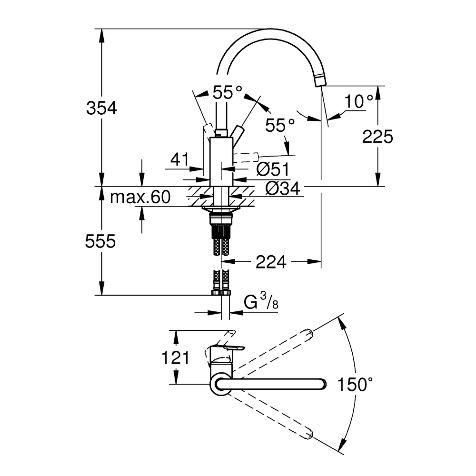 Plautuvės maišytuvas GROHE FEEL, superplieno sp. - 3