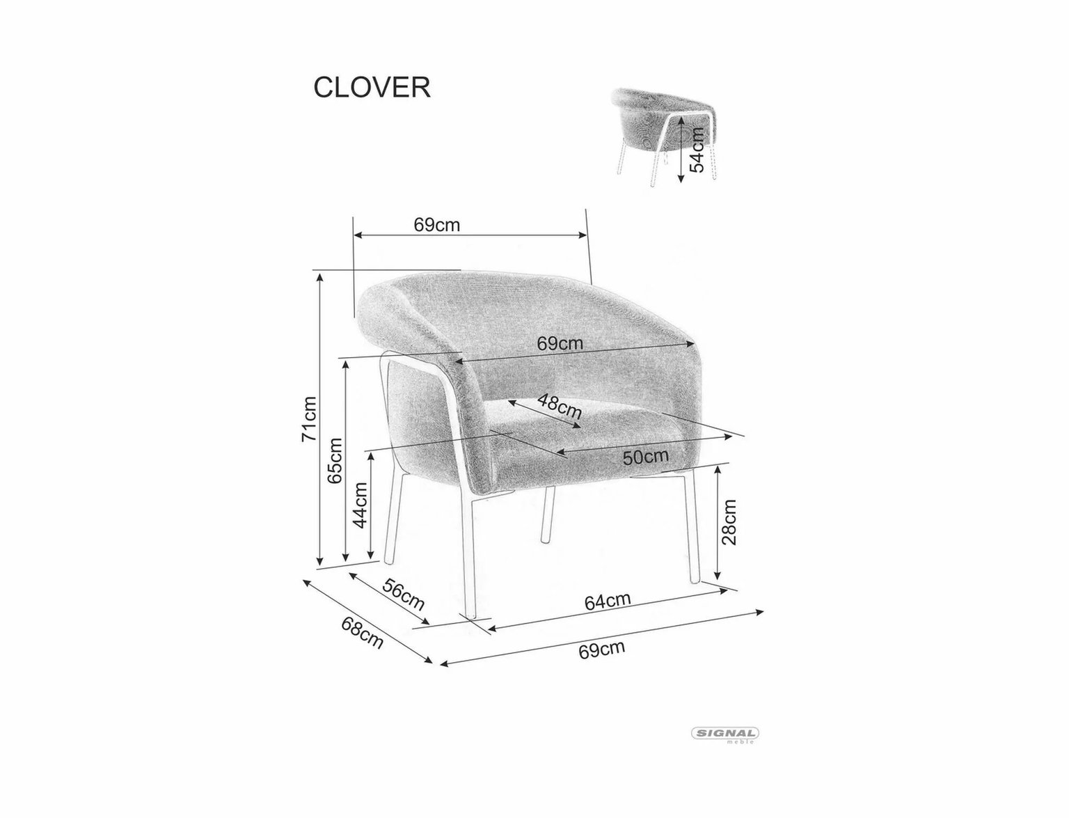 Fotelis Clover Brego, pilkas - 4