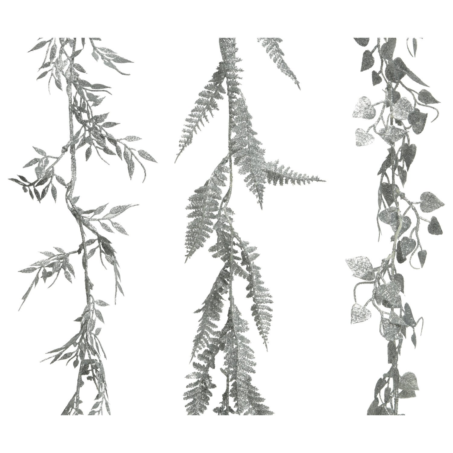 Girlianda BRANCH LEAVES, sidabrinės sp., 3 rūšių, 180 cm