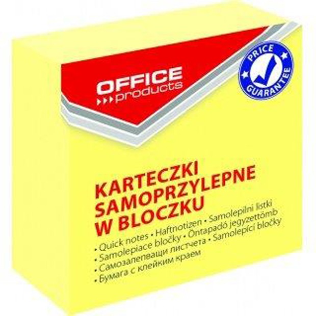 Lipnūs lapeliai Office Products, 50x50 mm, 400 vnt, pastelinė geltona-0